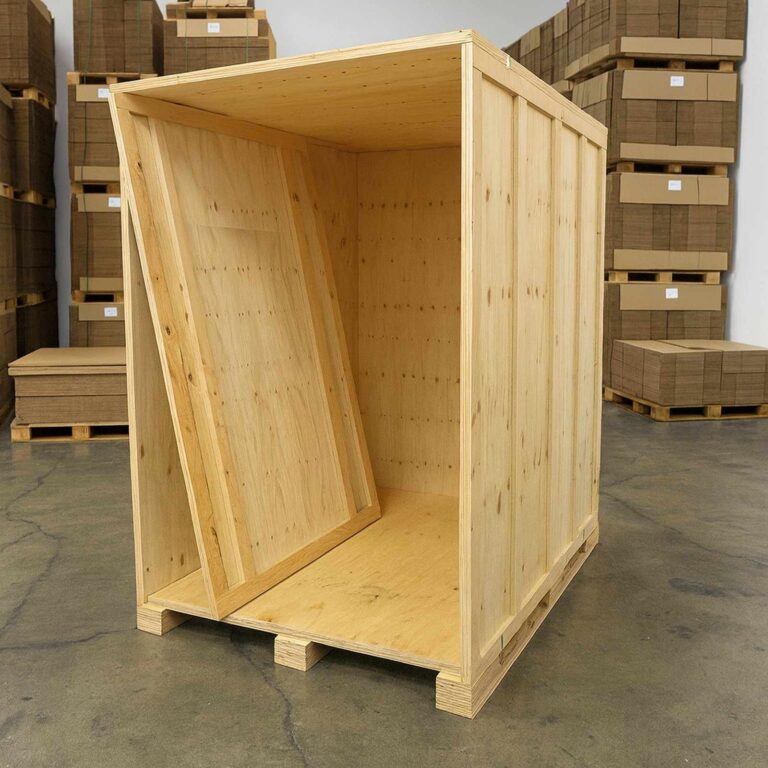 Empty wooden storage vault used for secure contents storage and inventory during property restoration services in Northeast Texas